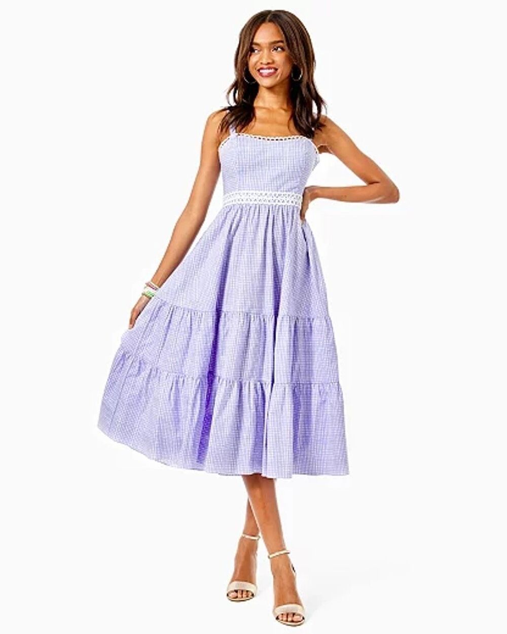 Lilly Pulitzer Olivet Midi Sun Dress Lilac Gingham Size 4